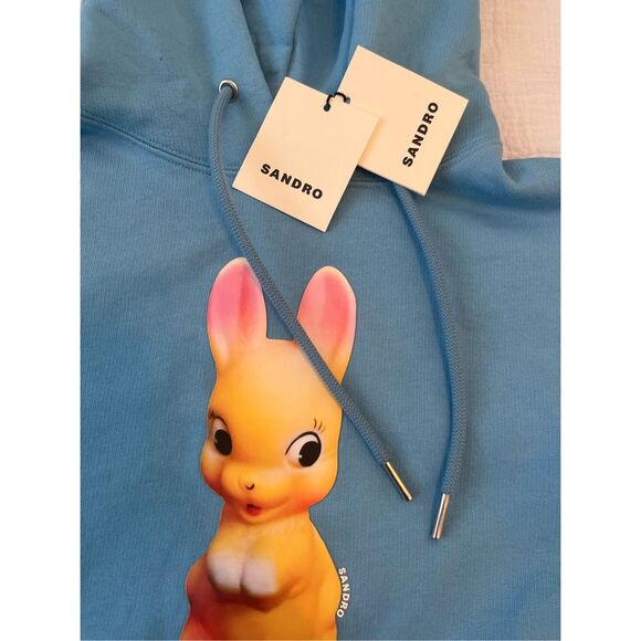 Sandro Rabbit Bunny Print Hoodie NEW NWT - Picture 6 of 9